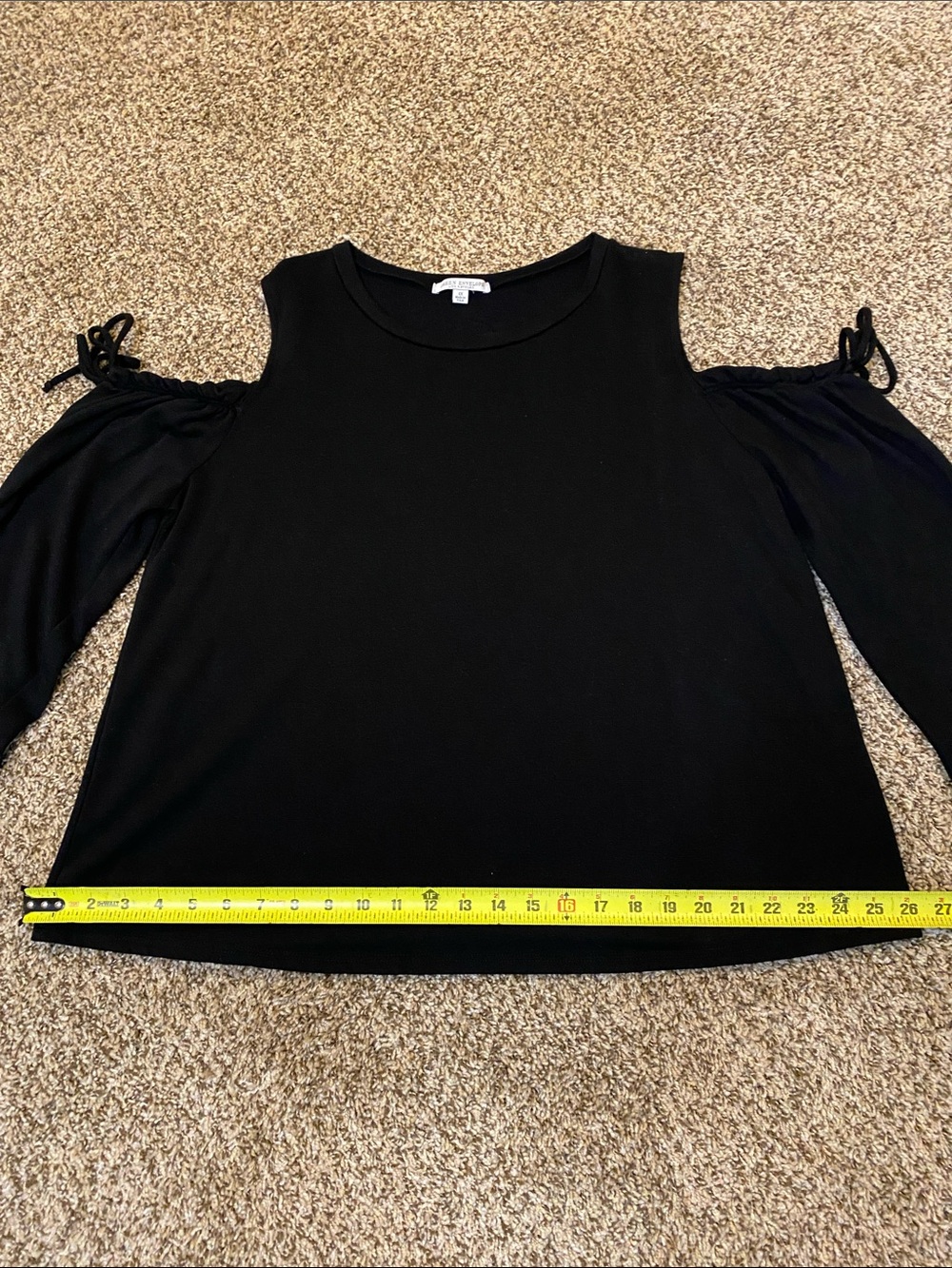 Green Envelope Black Cold Shoulder Blouse - Picture 5 of 5